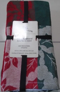 Set of 4 Bee & Willow™ Holly Jacquard 18" x 18" Napkins Green/Red/White NWT - Picture 1 of 13