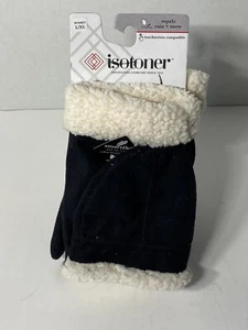 Isotoner Microsuede Flip Top Mittens - Black L/XL - Picture 1 of 5