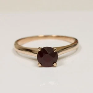 Natural Ruby Engagement Ring for Women 14K Rose Gold Solitaire Ring Size 7.25 - Picture 1 of 7