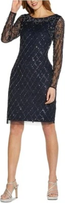 New $229 Adrianna Papell  Women's Knee Length Long Sleeve Sheath Dress, 4 - Image 1 of 3