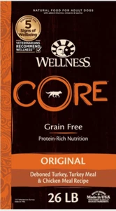 Wellness Original Deboned Turkey, Turkey Meal & Chicken Meal Dry Dog Food, 26 lb - Picture 1 of 8