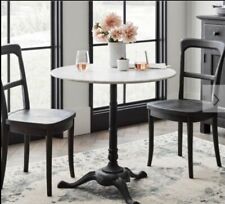 New Pottery Barn Rae Marble Bistro Pedestal dining Table Cafe Style Iron base