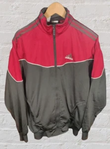 Adidas Y2K 00s Mens Red Grey White Full Zip Retro Track Jacket - Size Medium - Picture 1 of 7