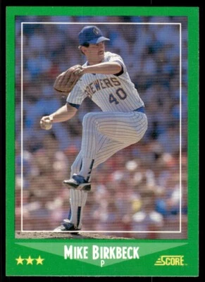 1988 Score Baseball Card Mike Birkbeck Milwaukee Brewers #369 - Image 1 of 2