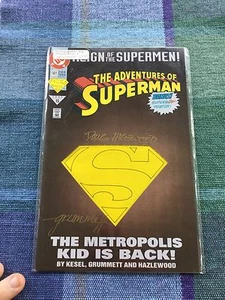 ADVENTURES OF SUPERMAN #501 SIGNED By TOM GRUMMETT  & DOUG HAZLEWOOD w/COA - Picture 1 of 4