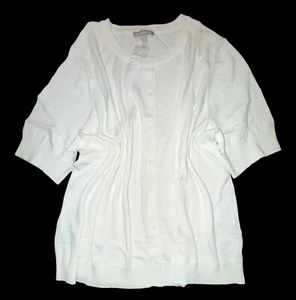 NEW Woman Within 2X White Lightweight Short Sleeve Round Neck Cardigan Plus Size - Picture 1 of 10
