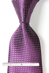 New Classic Solids Plaids Checks Purple JACQUARD WOVEN Silk Men's Necktie Tie - Picture 1 of 6