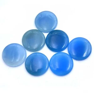 Piedras preciosas sueltas cabujón redondo calcedonia azul natural 2 piezas 37 mm 151 CT - Imagen 1 de 3