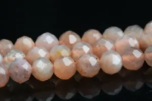 4 mm cuentas sueltas redondas facetadas de piedra lunar naranja luz natural genuina grado AA - Imagen 1 de 4