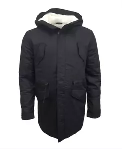 Parka de cáñamo orgánico largo negro HoodLamb para hombre 420 MWJ002 nueva con etiquetas - Imagen 1 de 2