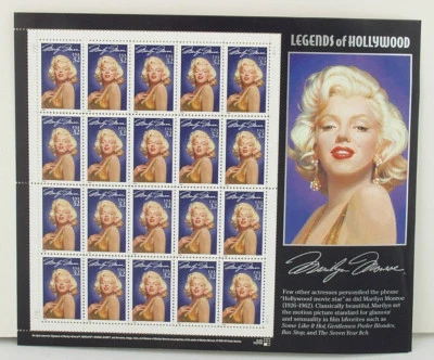 MARILYN MONROE STAMP SHEET WITH MISSING STAR 32 cent, Uncancelled - Image 1 of 2