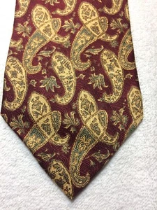 GEOFFREY BEENE MENS TIE BURGUNDY WITH GOLD AND YELLOW  4 X 58  - Picture 1 of 4