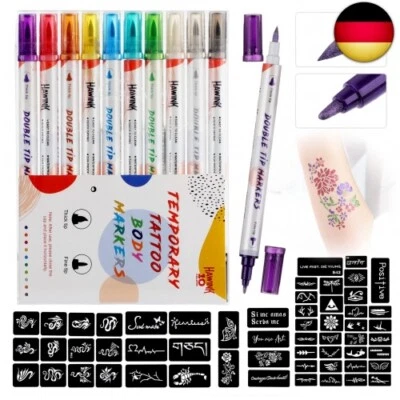 HAWINK ZYH220801KIT Temporary Tattoo Markers for Skin, 10 Body Markings T220