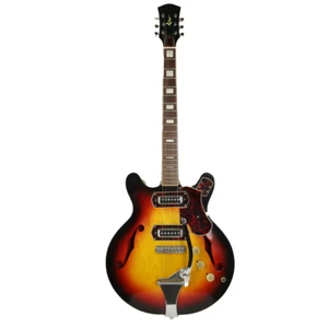 Unbranded Teisco Style Semi-Hollow Body Electric Guitar w/Gig Bag - Picture 1 of 10