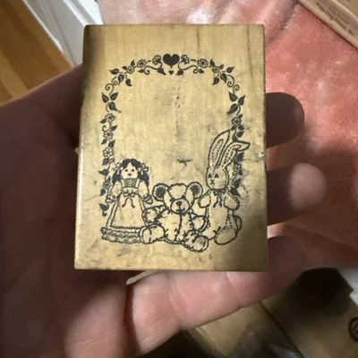 Muñeca Psx 1988 F-751 conejito oso de peluche marco para niños sello de goma de madera Foto 1 de 4