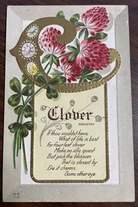 Sprache der Blumen Romantik Postkarte Klee Industrie Nash geprägt antik - Bild 1 von 2