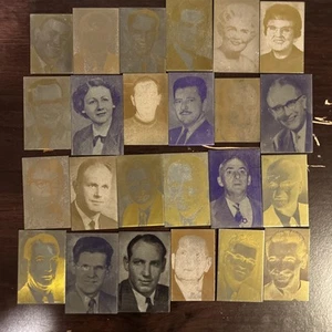 Lote obituario de 24 bloques/placas de fotos de periódicos con impresión de metal vintage (E) - Imagen 1 de 6