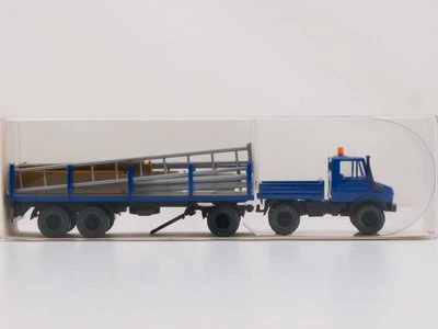 Wiking 27392 Unimog U1700 Stake Trailer Load 1:87 Mint! OVP 1704-21-85 - Image 1 of 4