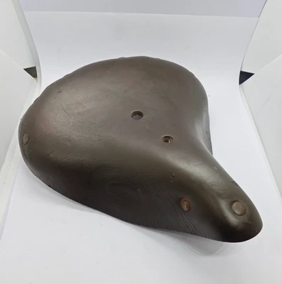 Selle vélo enfant vintage ancien retro LEADER SELLES en cuir ~1960-70 brun - Photo 1/4