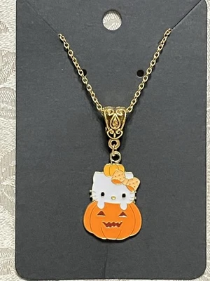 "Collar colgante Sanrio Hello Kitty calabaza Halloween oro Hello Kitty 18""" Foto 1 de 2
