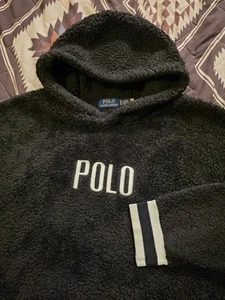 Polo Ralph Lauren Logo High Pile Fleece Pullover Hoodie Schwarz Herren Gr. XL - Bild 1 von 9