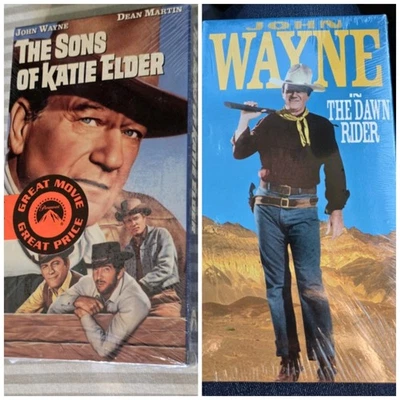 Lot of 2 John Wayne VHS Movies NIP Factory Sealed Sons of Katie Elder Dawn Rider - Image 1 of 4