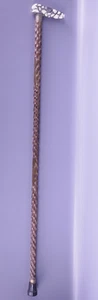 # Fine Old Sterling Silver Cane Handle with Wooden Shaft Walking Stick Grip - Picture 1 of 21