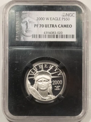American Platinum Eagle 2000-W $50 a prueba, 1/2 oz - etiqueta NGC PF-70 UCAM LIBERTY Foto 1 de 3