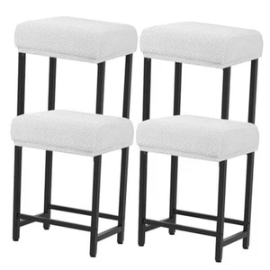  Taburete de bar cubierta rectangular elástica altura mostrador taburete de bar paquete de 4 blanco - Imagen 1 de 8