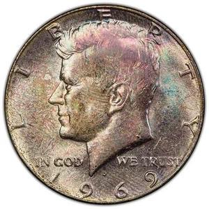 Textile Toned 1969-D JFK Half Dollar PCGS MS62 - Picture 1 of 2
