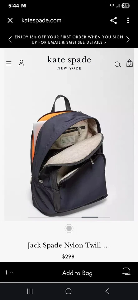 Mochila acolchada de nailon negra Jack Spade  Foto 1 de 4