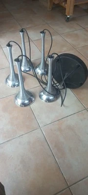 Rare Lustre suspension vintage spirale cascade chromée Italien Massif - Photo 1/4