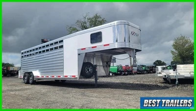 2025 Exiss STC7024 livestock combo horse trailer gooseneck 7x24 split gate tack - Image 1 of 4