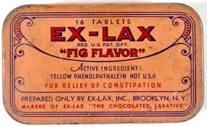 Classic EX-LAX Tin Box Original Phenolphthalein Base Fig Flavored Early 1900 - Picture 1 of 6