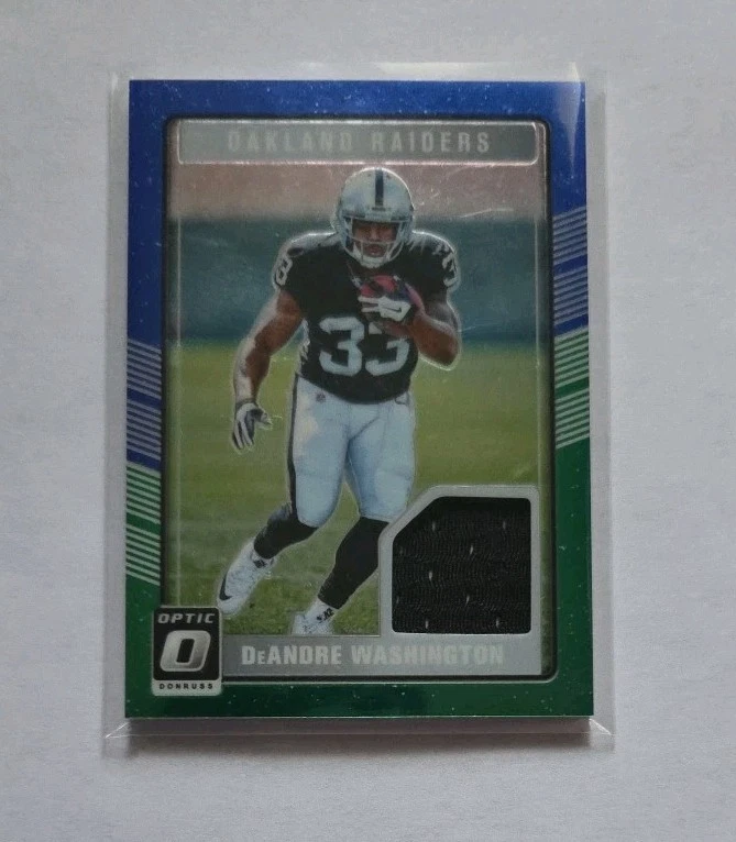DeAndre Washington 2016 Optic Rookie Threads Green Blue Jersey DRT Raiders RC - Image 1 of 2