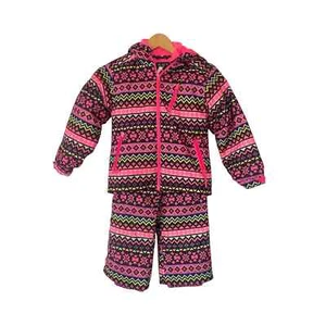 Children's Place Pink Neon Fair Isles Puffer Jacket and Pants Set • Size S (5/6) - Picture 1 of 4