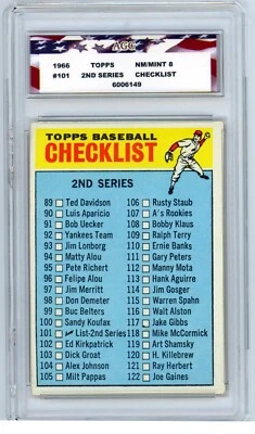 1966 Topps #101 2nd Series Checklist AGC 8 NM/Mint - Image 1 of 2