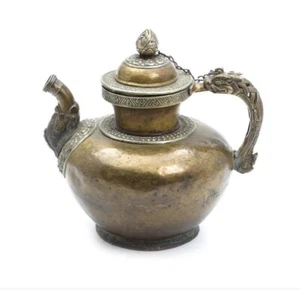 19th. C.  Old Antique Chinese Tibetan Copper Ewer Teapot Kettle Pot Vessel Jug - Picture 1 of 4