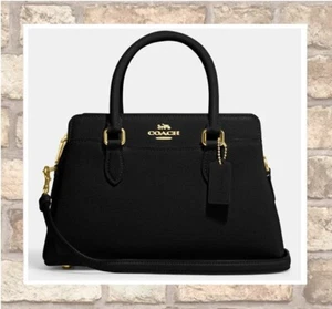 Borsa a mano Coach Mini Darcie nuova con etichette CH297 in pelle NERA Crossgrain - Foto 1 di 18