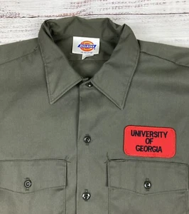 Vintage Georgia Bulldogs Dickies geknöpftes Spieltag Arbeitshemd Gr. M Kragen Kleid - Bild 1 von 4