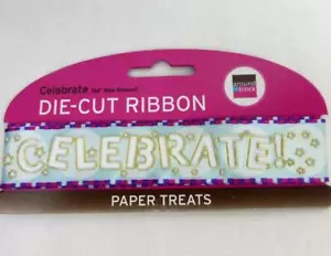 Celebrate! Die Cut Ribbon Wire Rimmed 54" x 1" Around the Block Paper Treats New - Picture 1 of 3