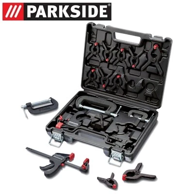 Parkside Clamp Set 16 Pieces With Carry Case Quick-Release, Mini Screw & Spring  - Image 1 of 4