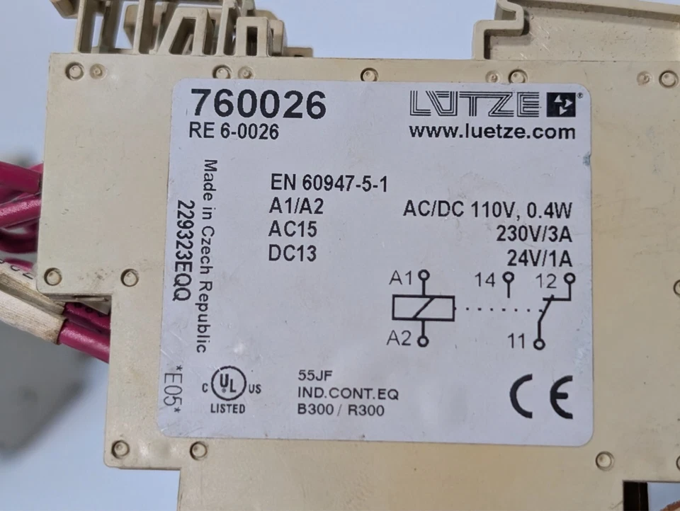 Luetze RE 6-0026 Insulation Relay, AC/DC 110V, 0.4W: 230V/3A: 24V/1A 760026 - Image 1 of 3