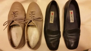 Set of 2 pair Leather "Soft Spot", "I Love Comfort" Shoes - Navy 6.5W, Beige 7M - Picture 1 of 11