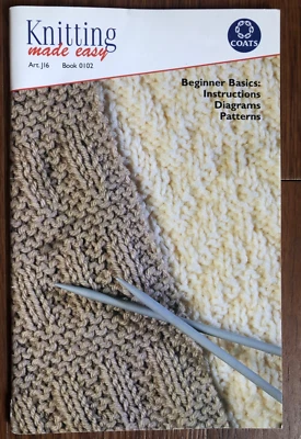Knitting Made Easy ©2001 Coats & Clark Leaflet Art J16 Book 0102 Beginner Basics - Image 1 of 3
