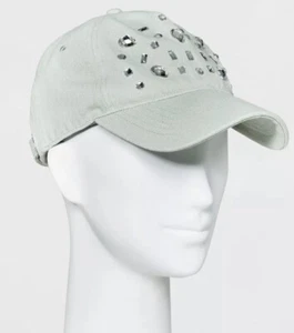 Women's Rhinestone Embellished Denim Baseball Hat - Mossimo Supply Co. Blue - Picture 1 of 4