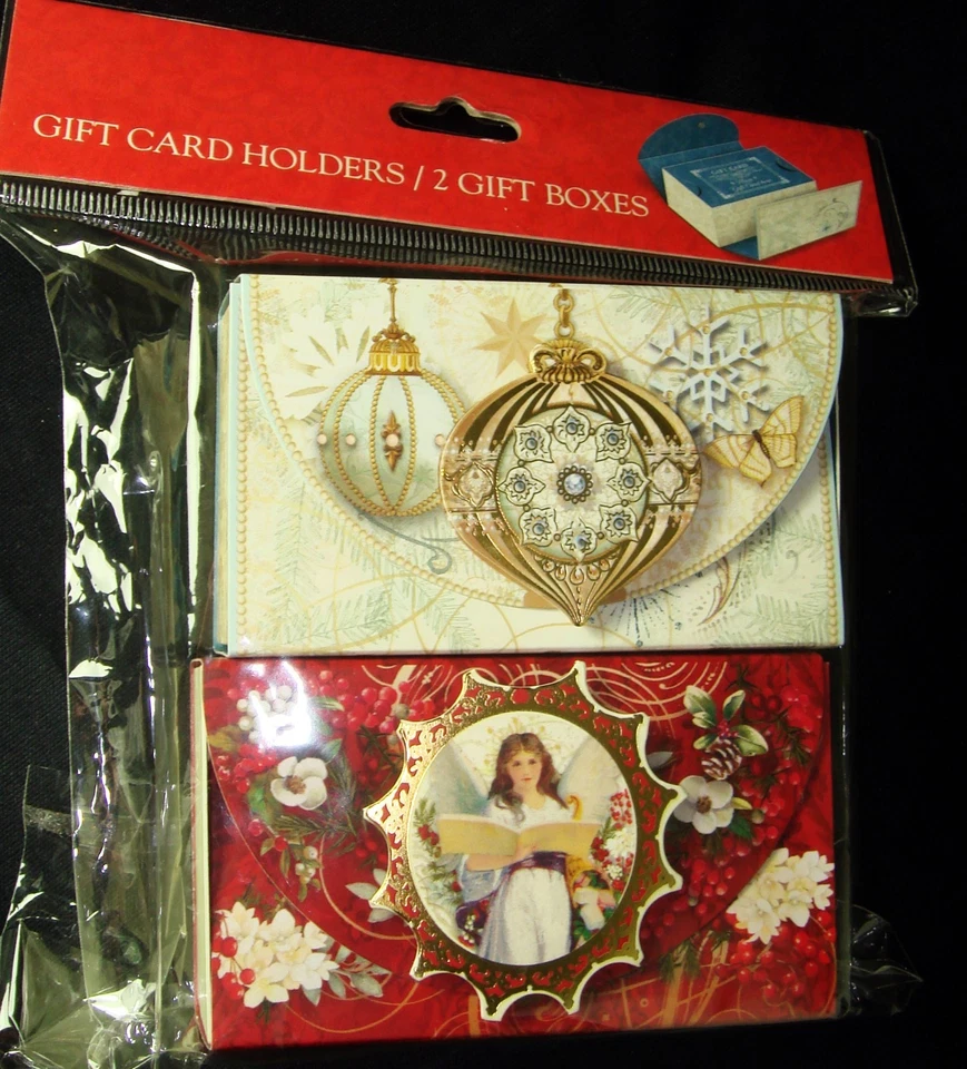 Punch Studio 2 Decorative Keepsake Gift Card Boxes Christmas Box 63906 Angel - Image 1 of 3