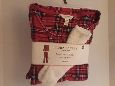 Женский красный клетчатый пижамный набор с носками от Laura Ashley, размер 2X, новый с Ярлыками - Изображение 1 из 4