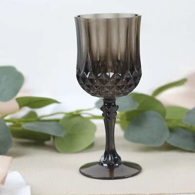 NEGRO 6 copas de plástico 8 oz cristal corte vasos de vino fiesta eventos decoraciones Foto 1 de 4