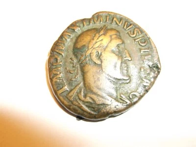 Ancient Roman Empire Maximinus I Thrax AE Sestertius Coin "Pax Augusti" - Image 1 of 2
